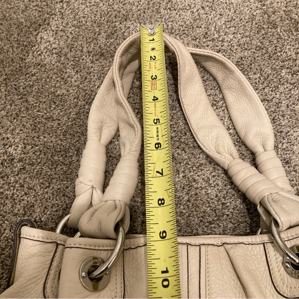 VTG B Makowsky Handbag Pebbled Leather Ivory Hobo Shoulder Bag 14x10” - Picture 5 of 8